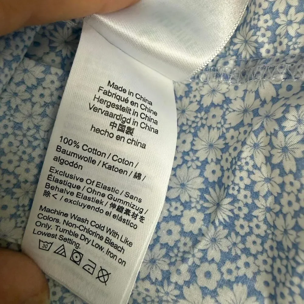 J.Crew Blue Liberty Fabric Puff Sleeve Floral Cottagecore Top XS